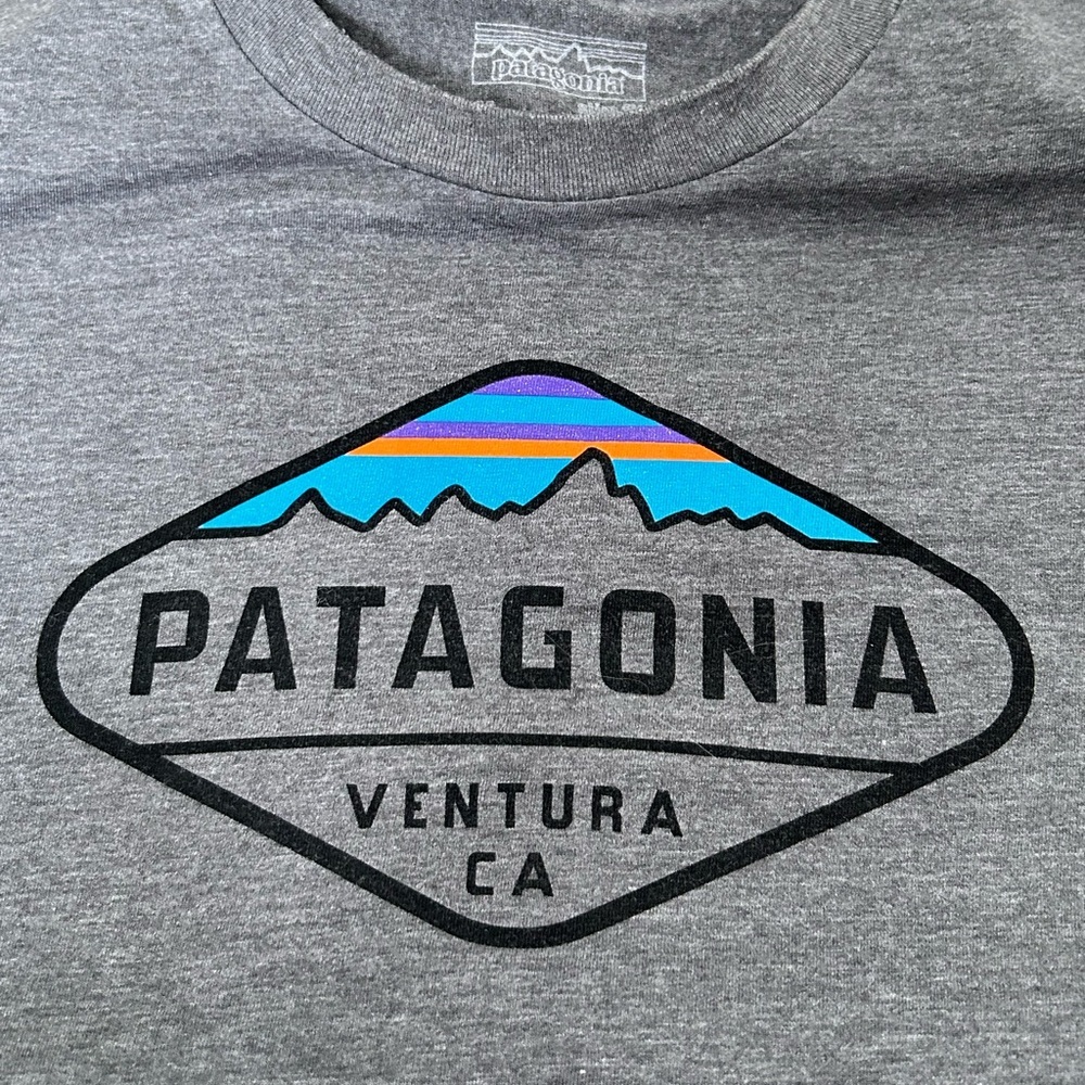 Patagonia Fitz Roy Crest Logo Tee Shirt Gray Slim Fit Short Sleeve Cotton Medium - Picture 7 of 8